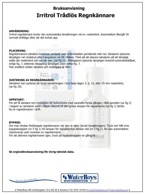 Trådlös Regnkännare